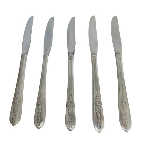 Oneida Dining Oneida Royal Rose 5 Knives Silver Plate Flatware
